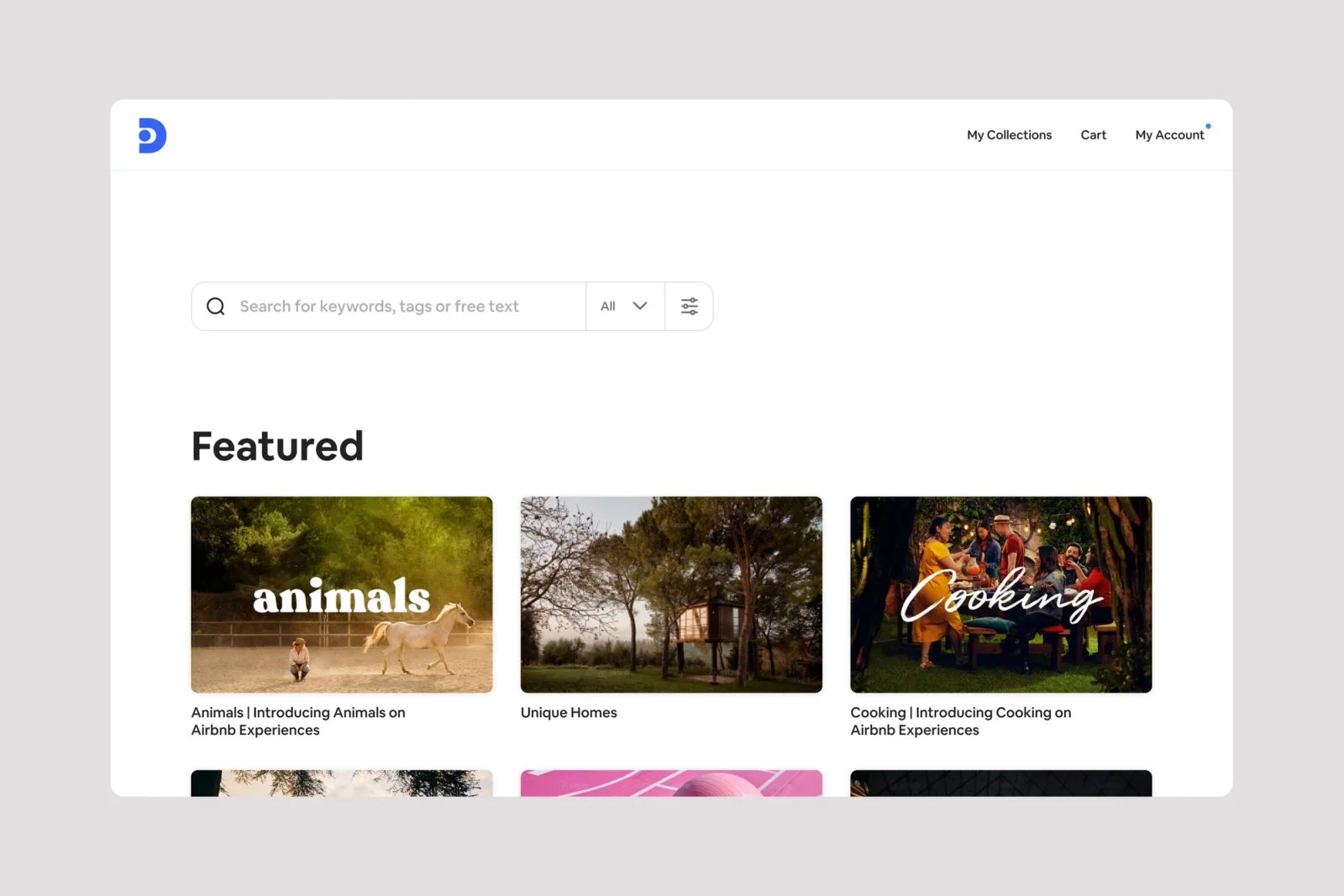 Daryl home with search and featured collections