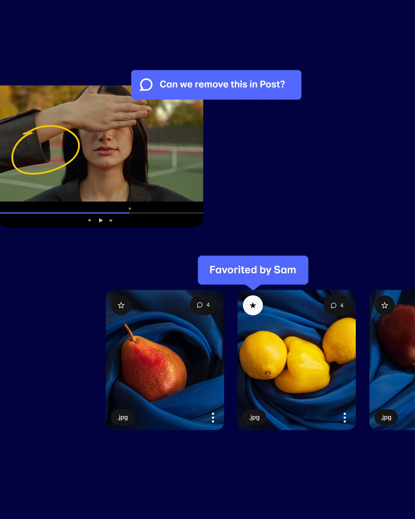 Portals by WeTransfer: a video comment and favorited image cards